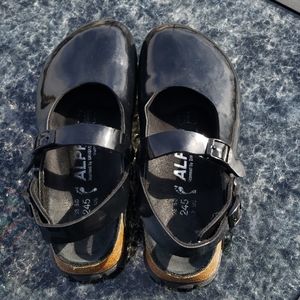 Birkenstock Alpro black leather clogs